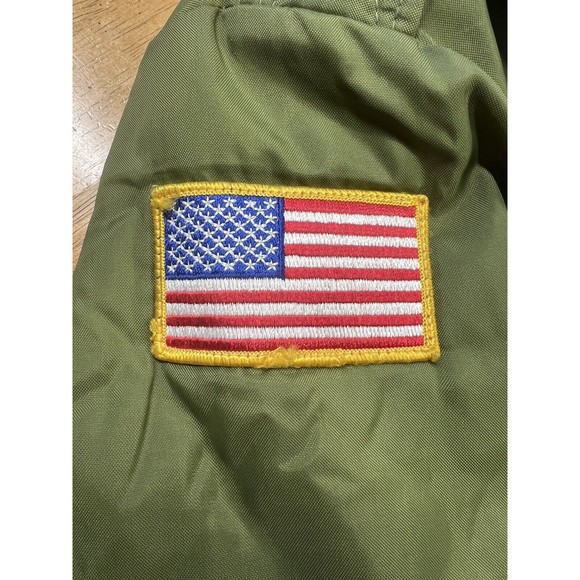 Vintage USMC Marine Security Flag Patch Military Green Bomber Jacket 2XL - Picture 4 of 6